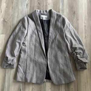 H&M Viscose Blend Old Money Light Academia Chic Open Long Blazer Size 6